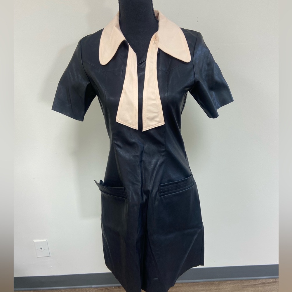 GARCIA vegan leather dress with removable collar